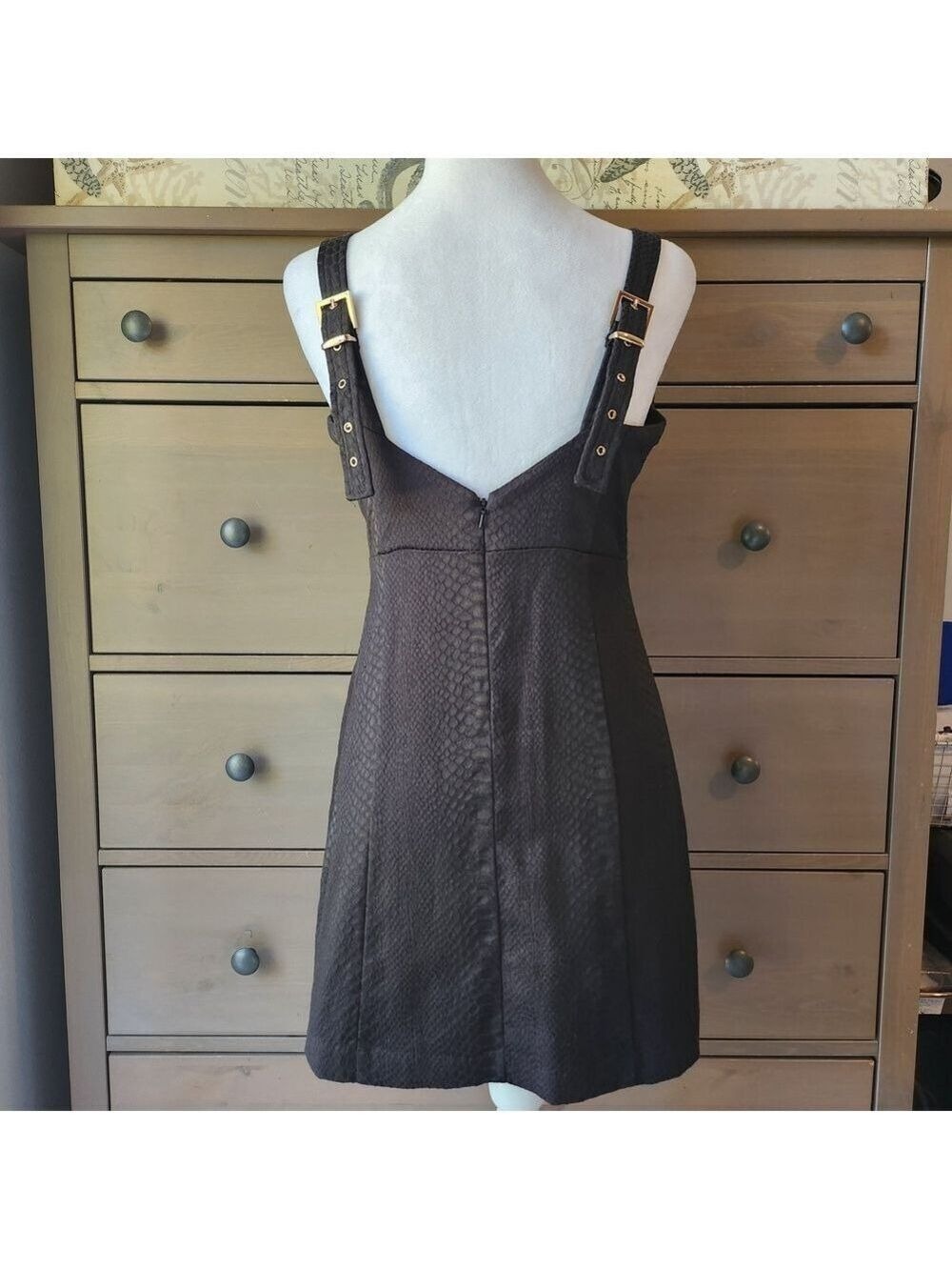 MinkPink Snake Textured  Black Dress